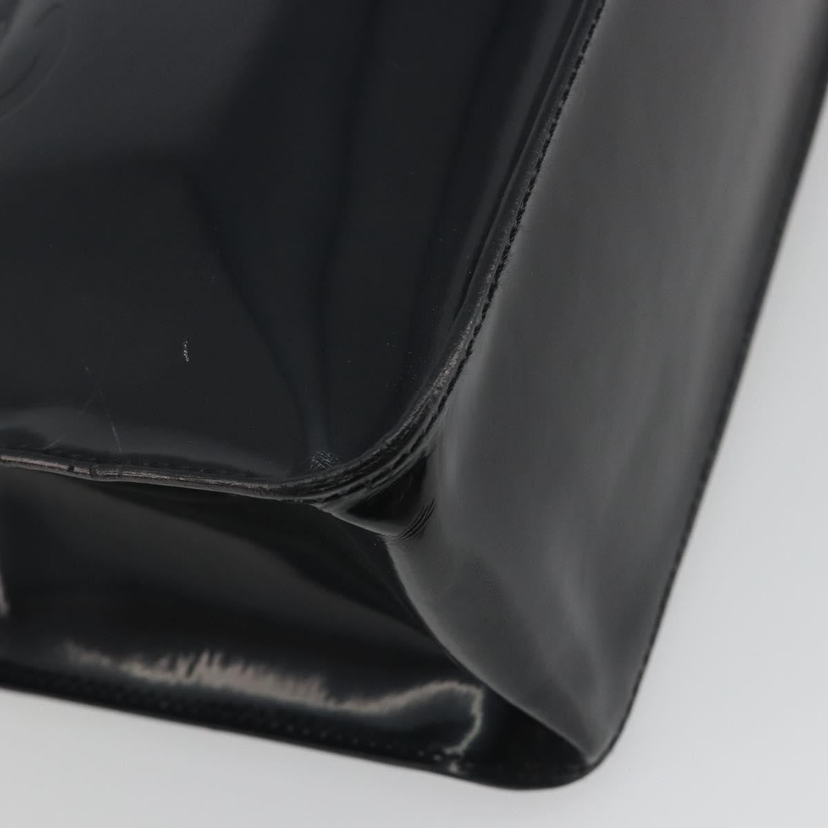 Chanel Vintage Embossed Logo Shoulder Patent Black Patent_Leather Tote Bag Bag (Pre-Owned)