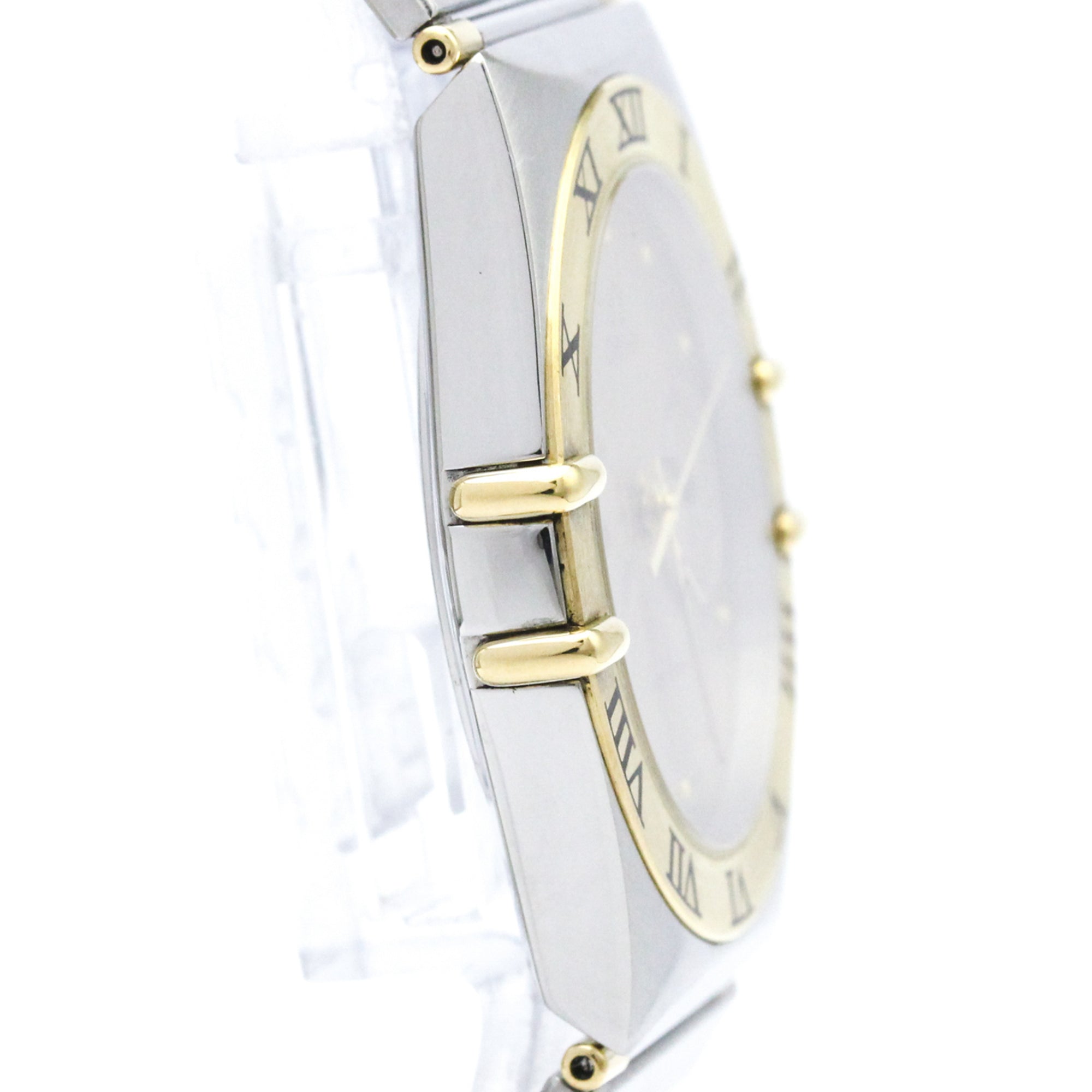 Omega Constellation Day Date Quartz Stainless Steel And Yellow Gold Watch (Pre-Owned)