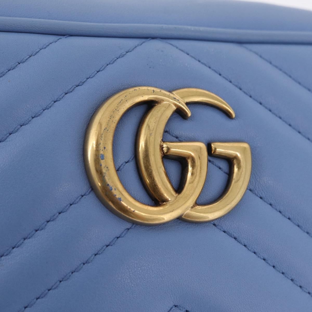 Gucci Gg Marmont Matelasse Patent Blue Leather Shoulder Bag Bag (Pre-Owned)