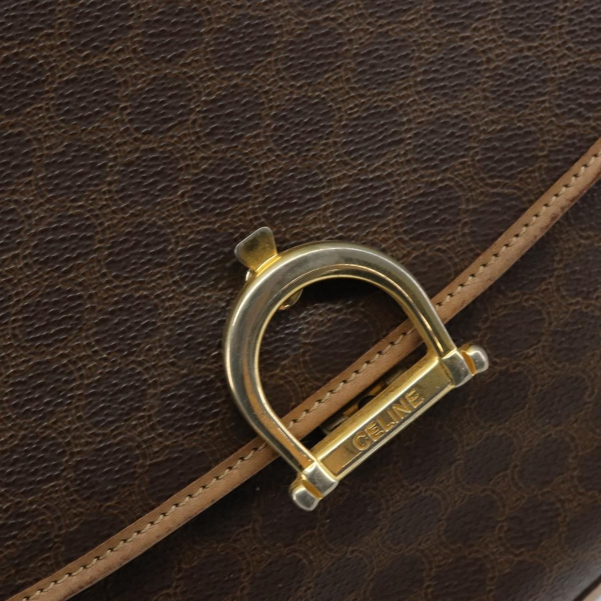 Celine Vintage Macadam Canvas Brown Pvc Handbag (Pre-Owned)