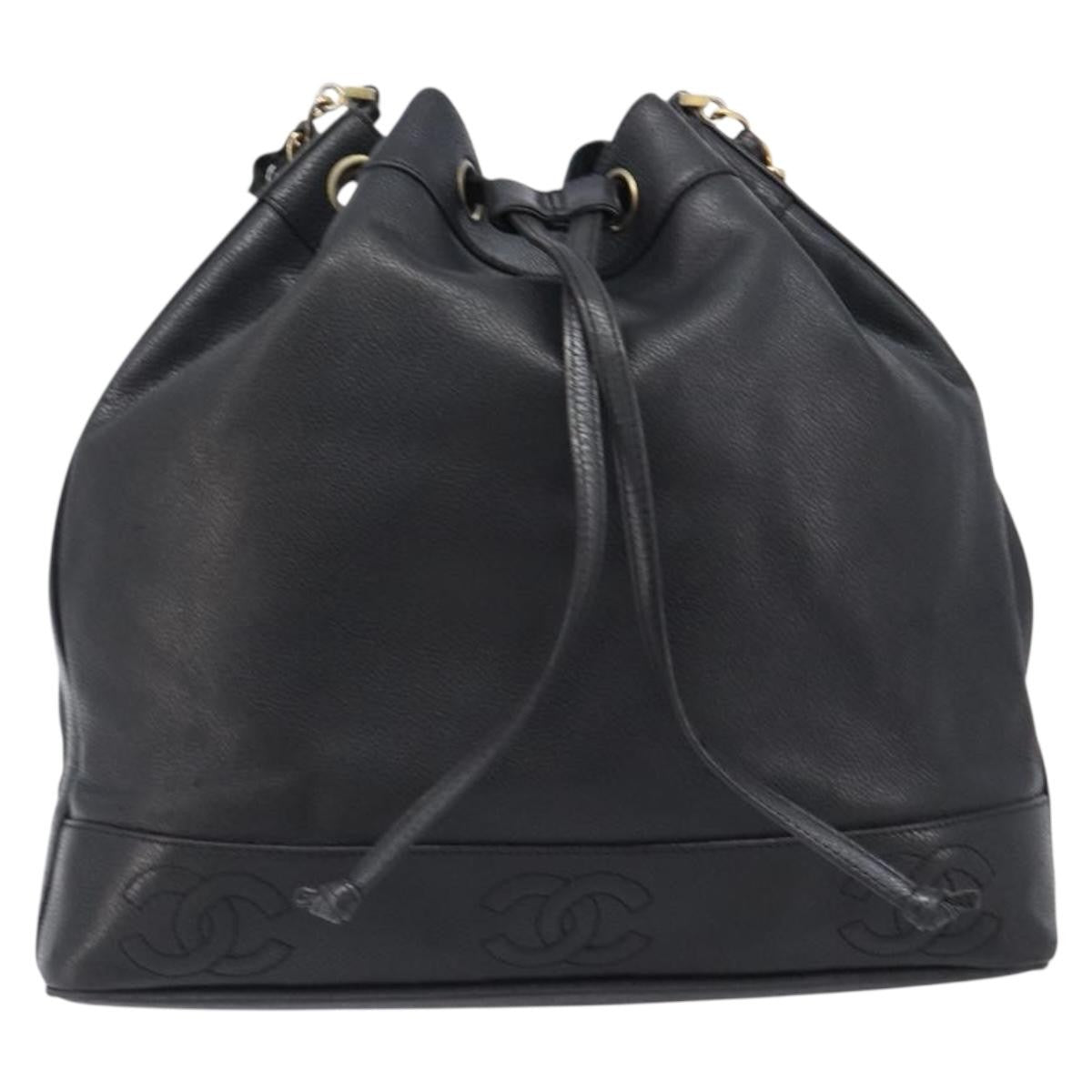 Chanel Vintage Cc Drawstring Bucket Caviar Black Leather Handbag (Pre-Owned)