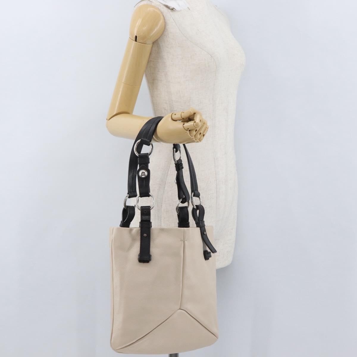 Saint Laurent Vintage Handbag Leather Beige Leather Handbag (Pre-Owned)