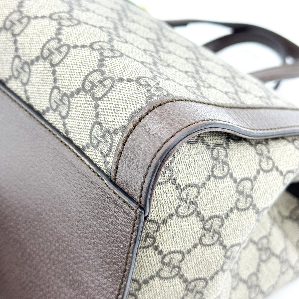 Gucci Ophidia Top Handle Gg Coated Canvas Brown Canvas Tote Bag Bag (Pre-Owned)