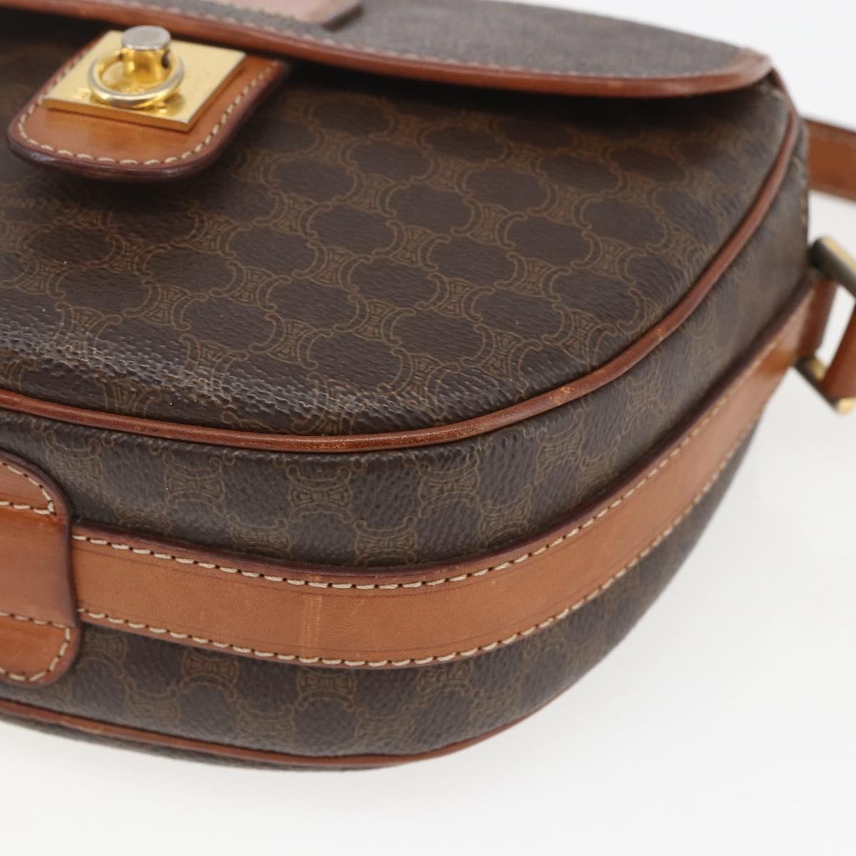 Celine Vintage Macadam Canvas And Leather Brown Canvas Shoulder Bag Bag (Pre-Owned)