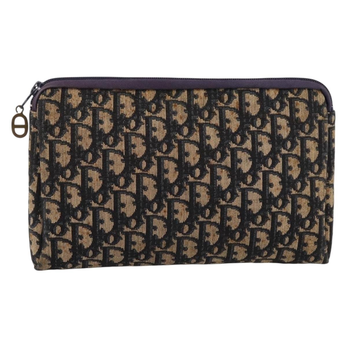 Christian Dior Wristlet Clutch Oblique Canvas Navy Canvas Clutche & Pouche Bag (Pre-Owned)