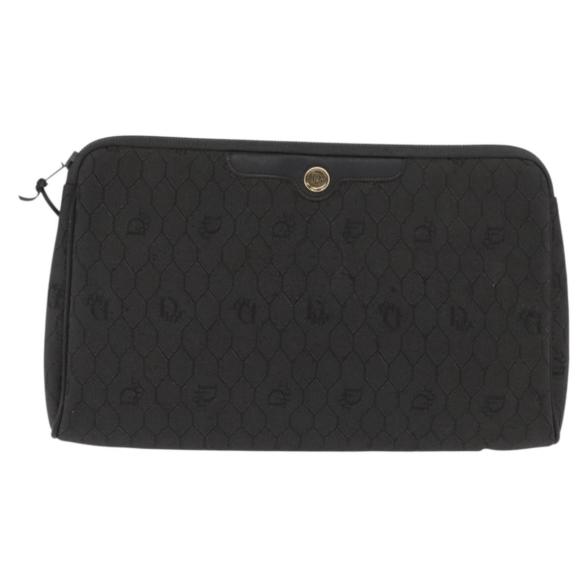 Christian Dior Vintage Honeycomb Clutch Canvas Black Canvas Clutche & Pouche Bag (Pre-Owned)