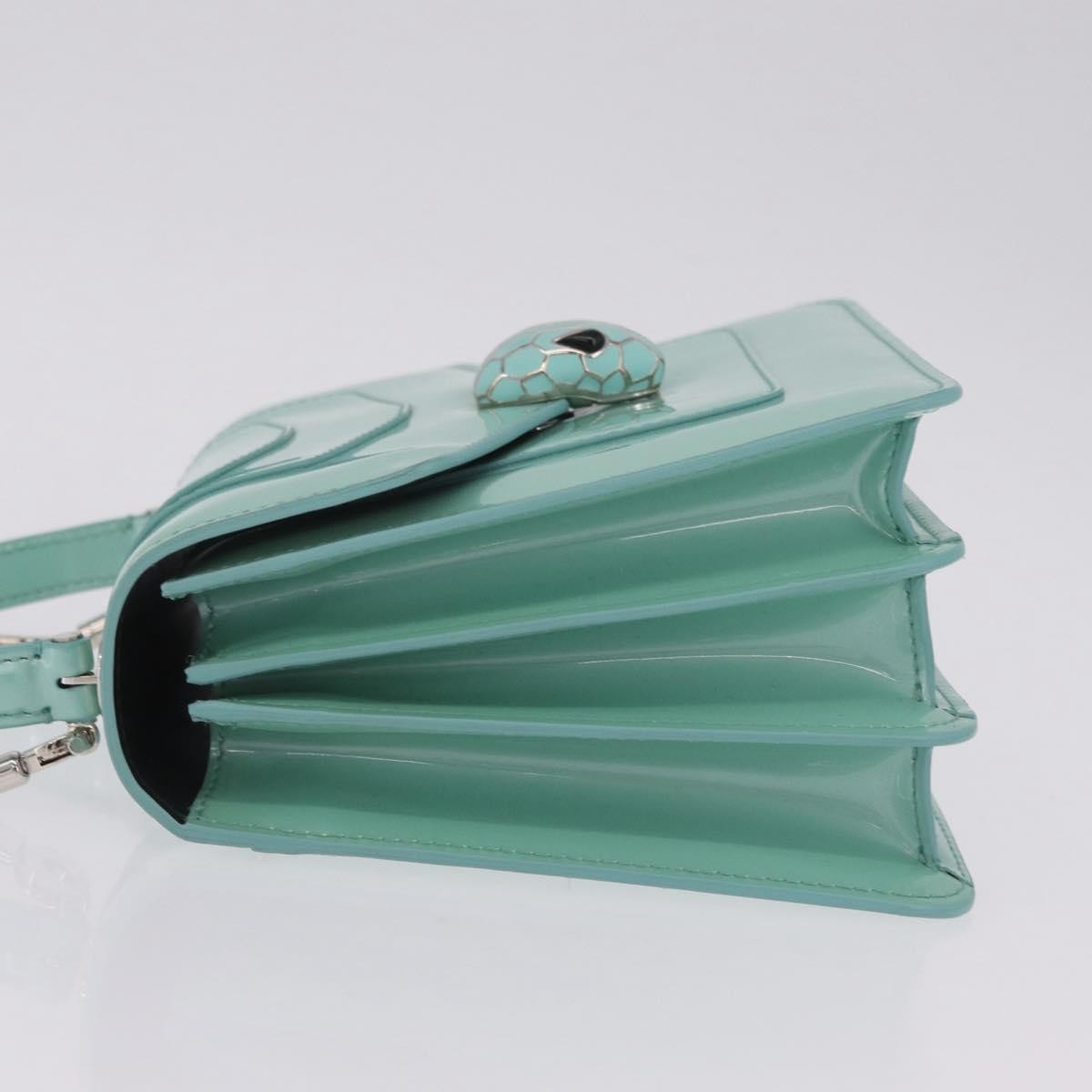 Bvlgari Serpenti Forever Top Handle Patent Green Patent_Leather Handbag (Pre-Owned)