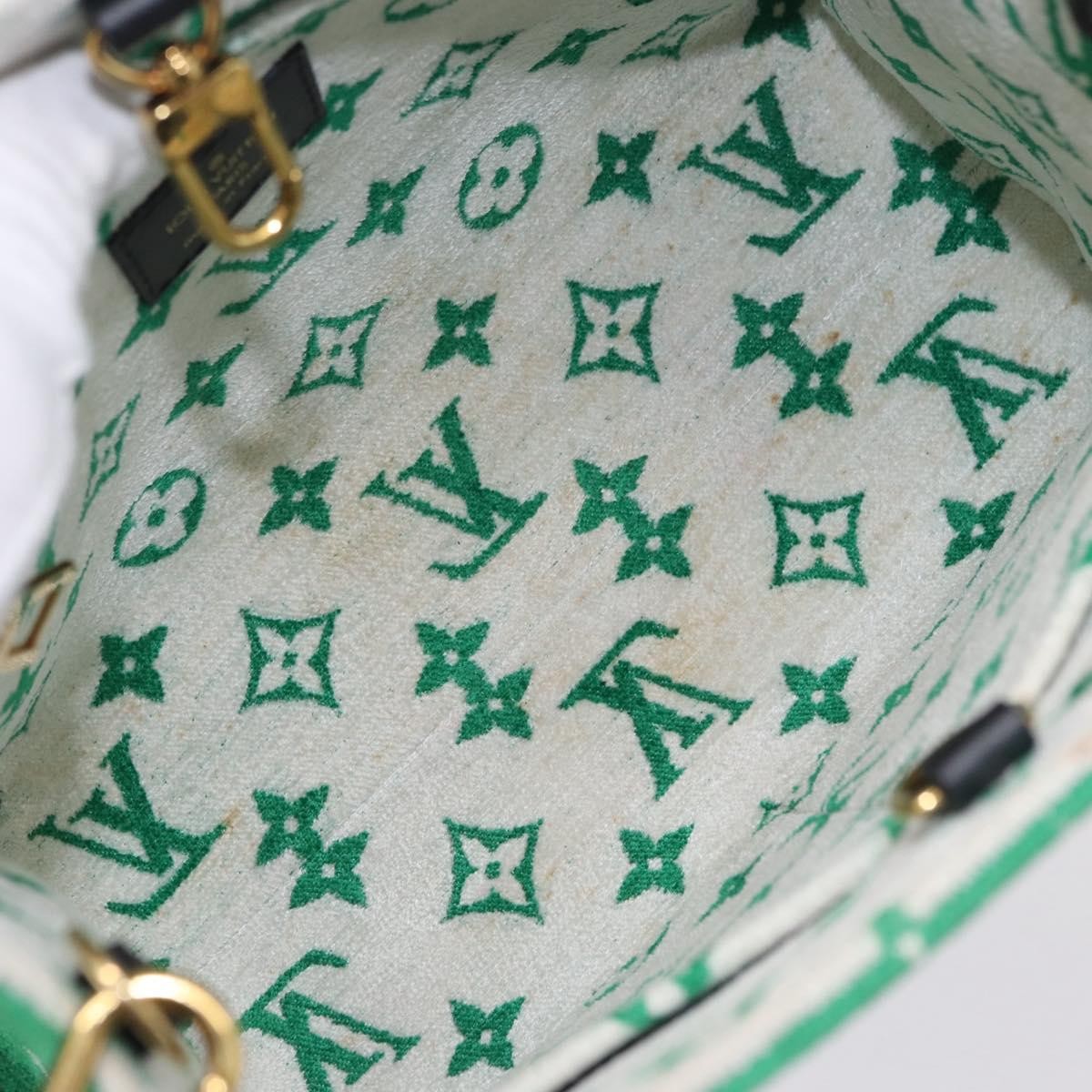 Louis Vuitton Onthego Lv Match Monogram Jacquard Velvet Green Canvas Tote Bag Bag (Pre-Owned)