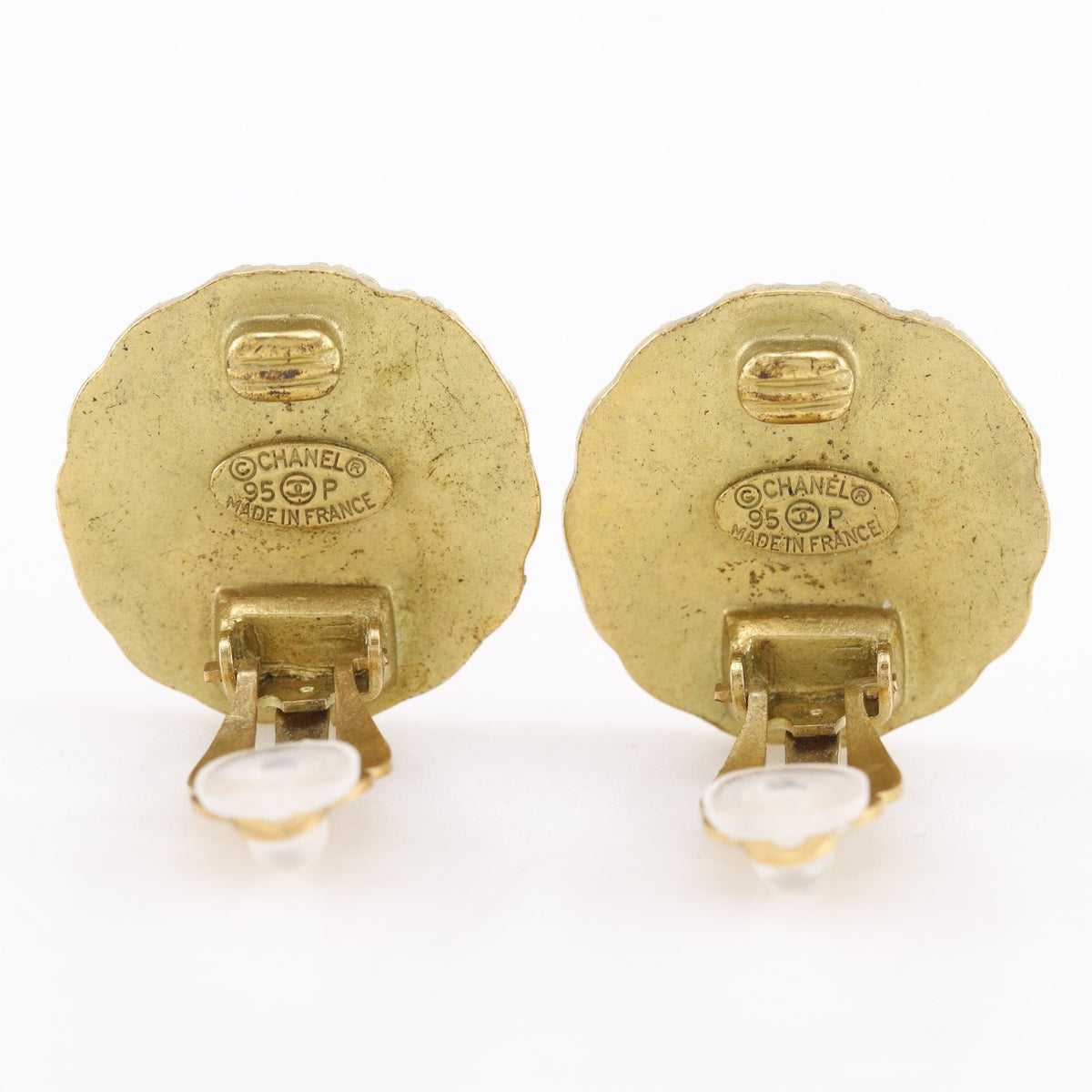 Chanel Vintage Radial Cc Clip-On Metal Gold Gold_Plated Earrings Jewelry (Pre-Owned)