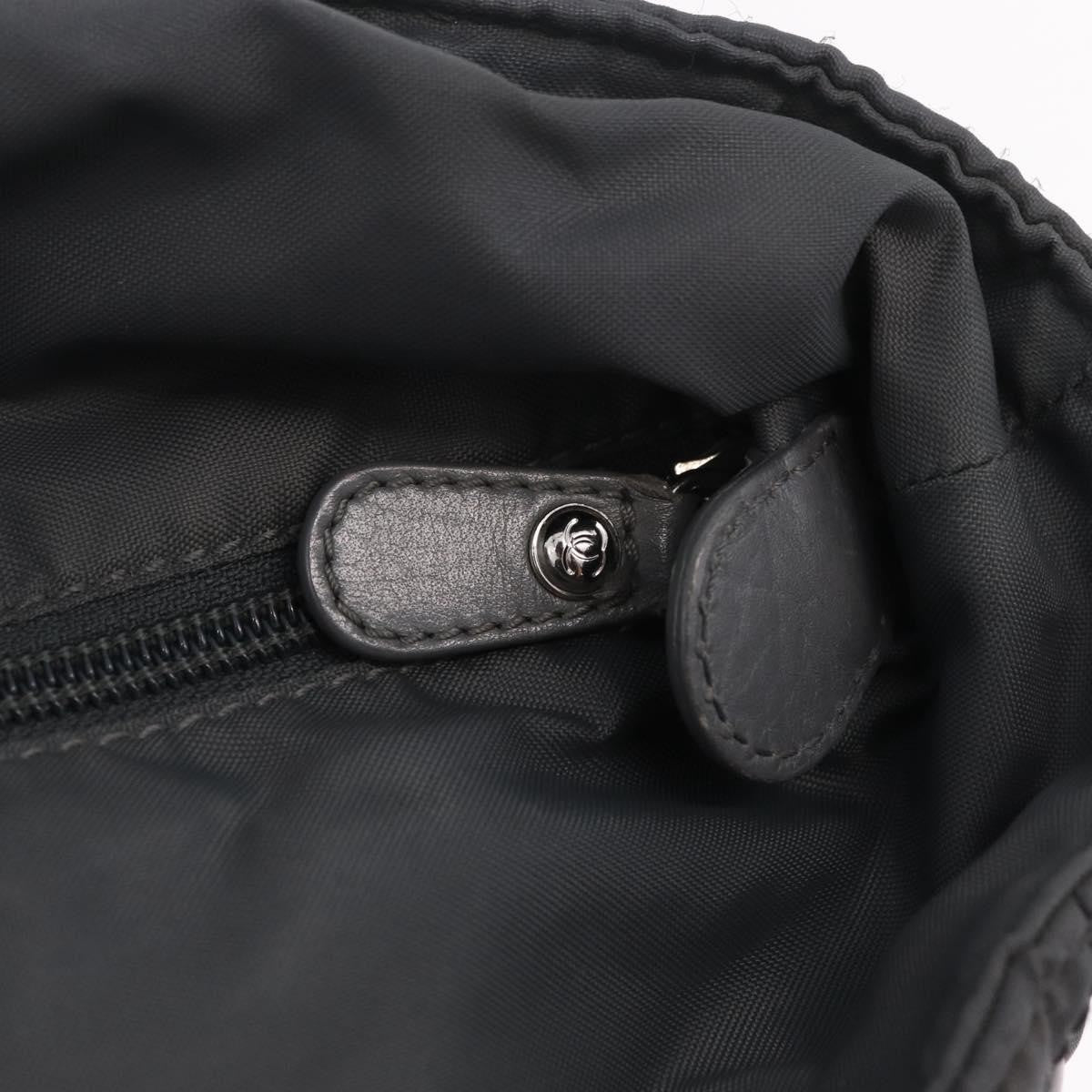Chanel Vintage Cc Quilted Nylon Gray Nylon Tote Bag Bag (Pre-Owned)