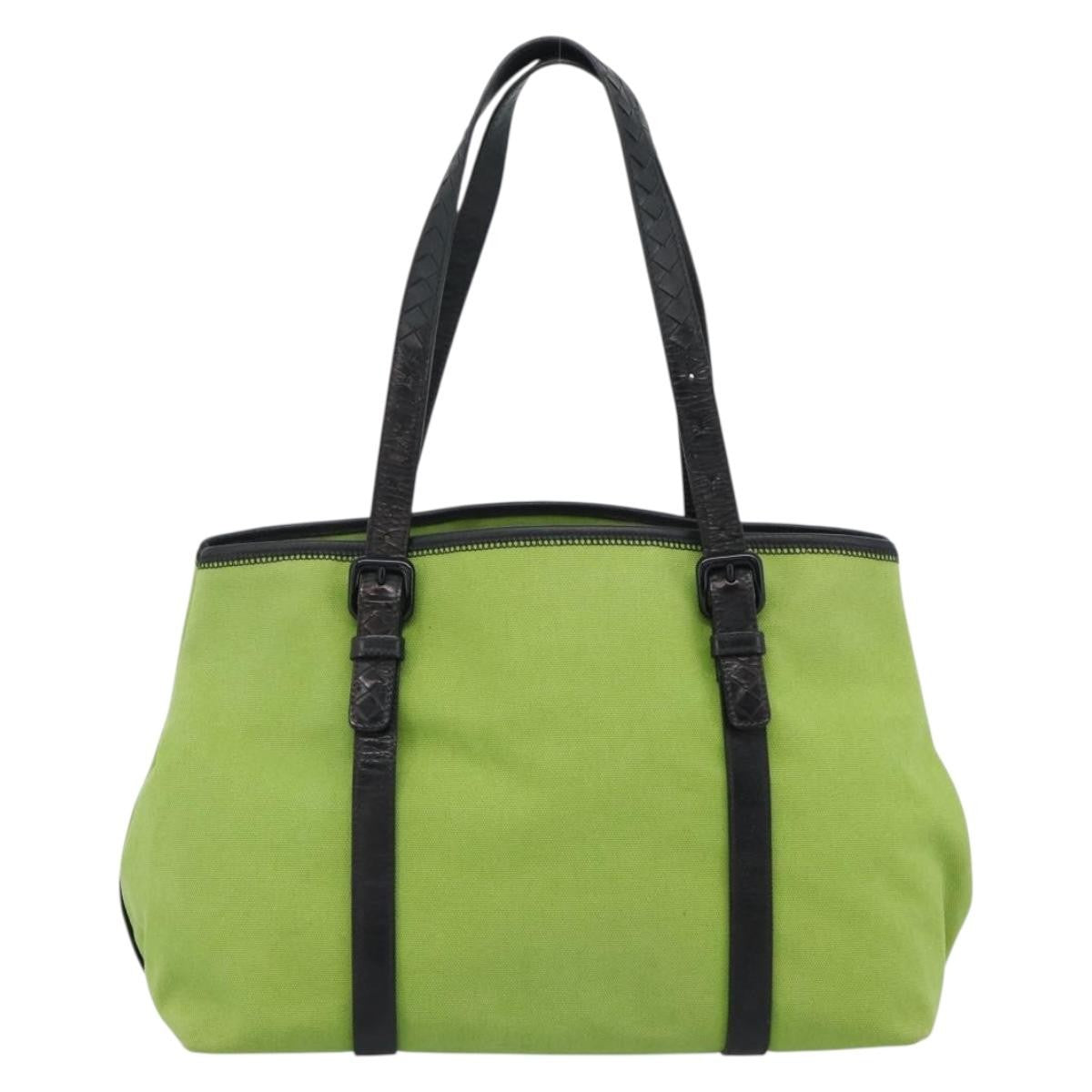 Bottega Veneta Vintage Canvas Green Canvas Tote Bag Bag (Pre-Owned)