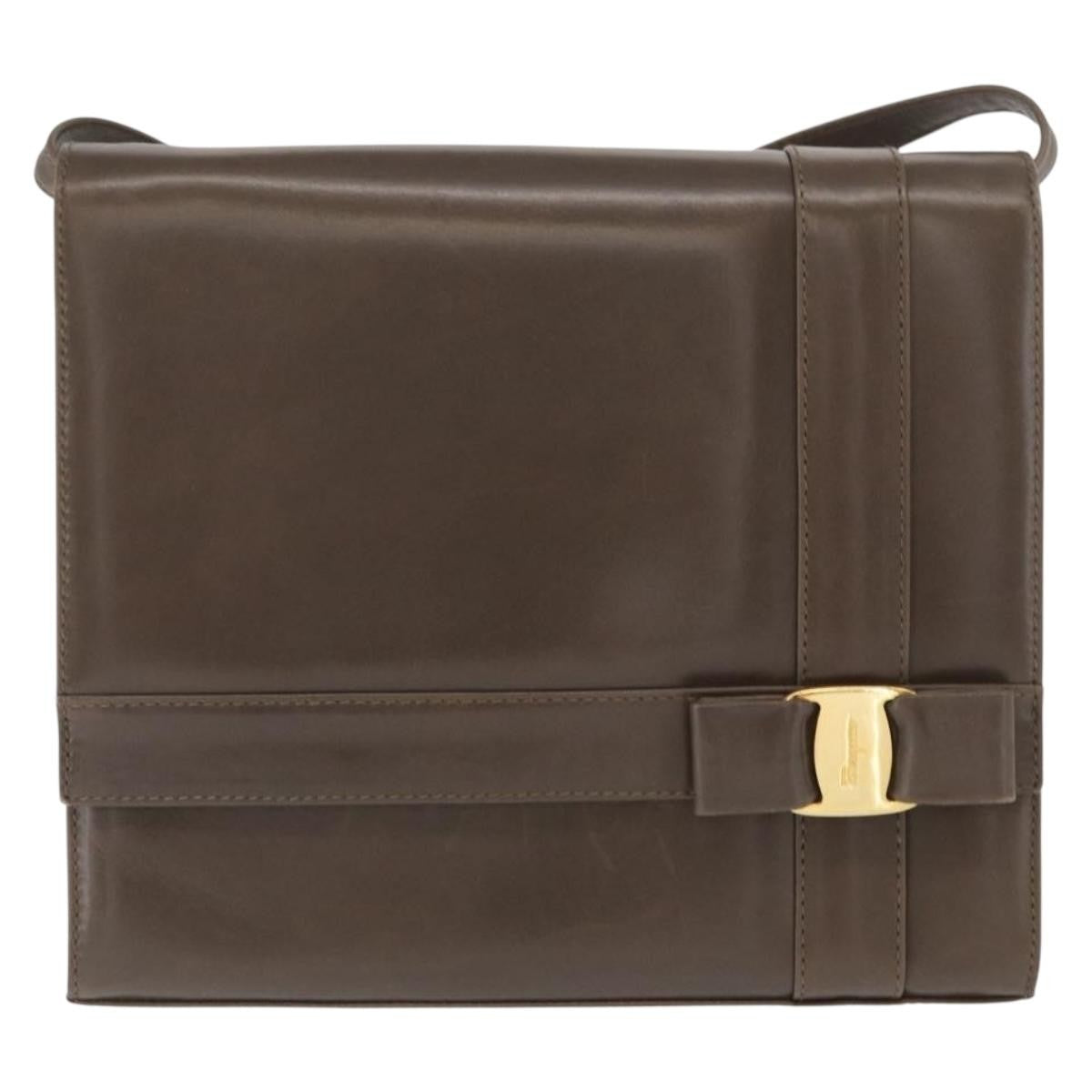 Salvatore Ferragamo Vara Leather Brown Leather Shoulder Bag Bag (Pre-Owned)