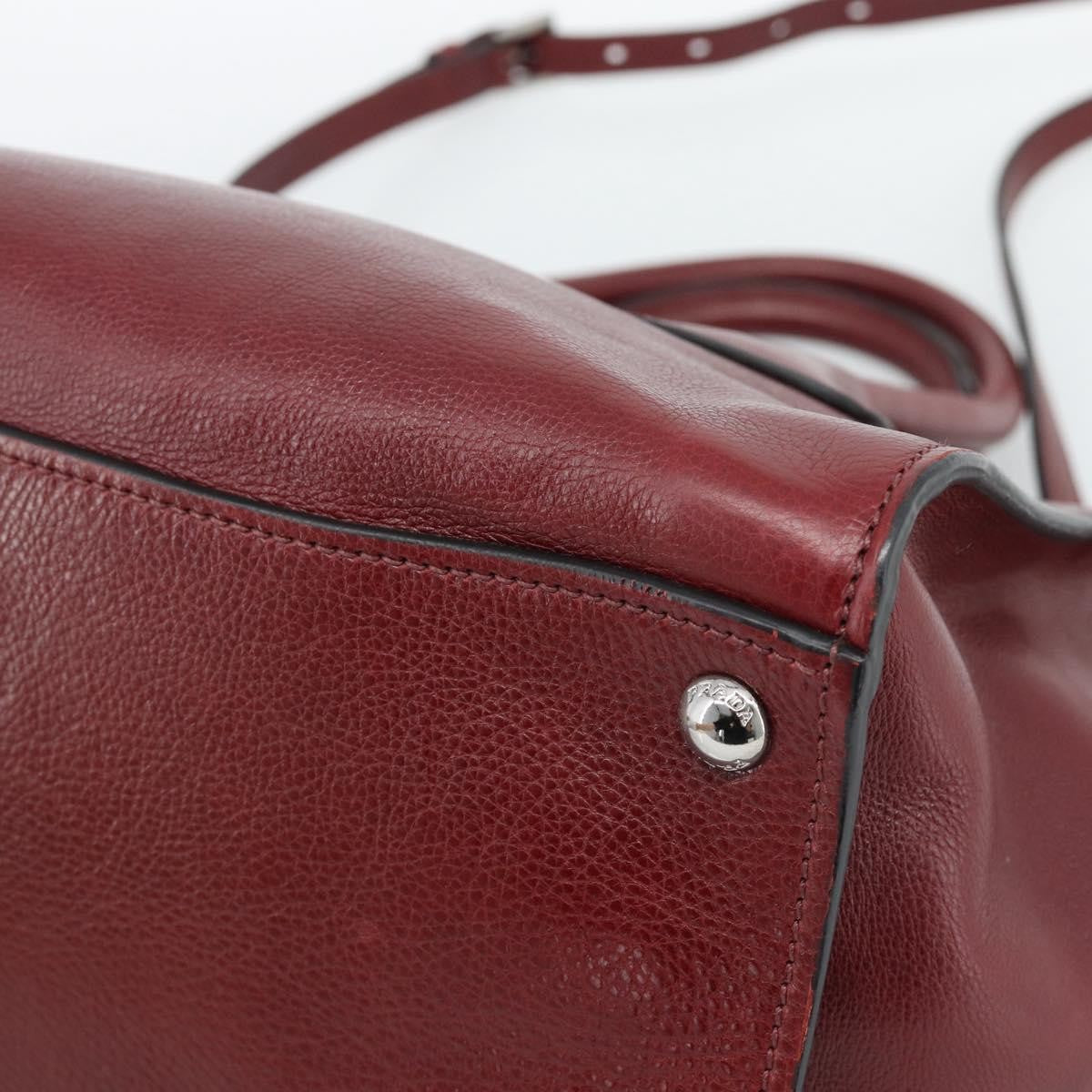 Prada Double Zip Lux Saffiano Leather Red Leather Tote Bag Bag (Pre-Owned)