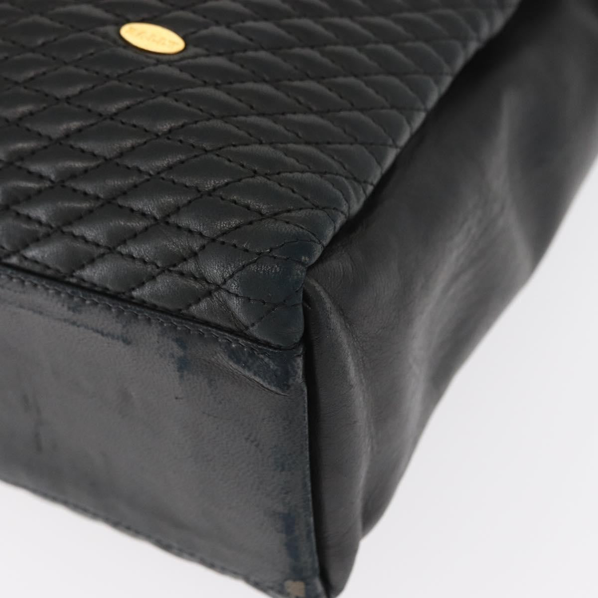 Bally Vintage Quilted Leather Black Leather Tote Bag Bag (Pre-Owned)