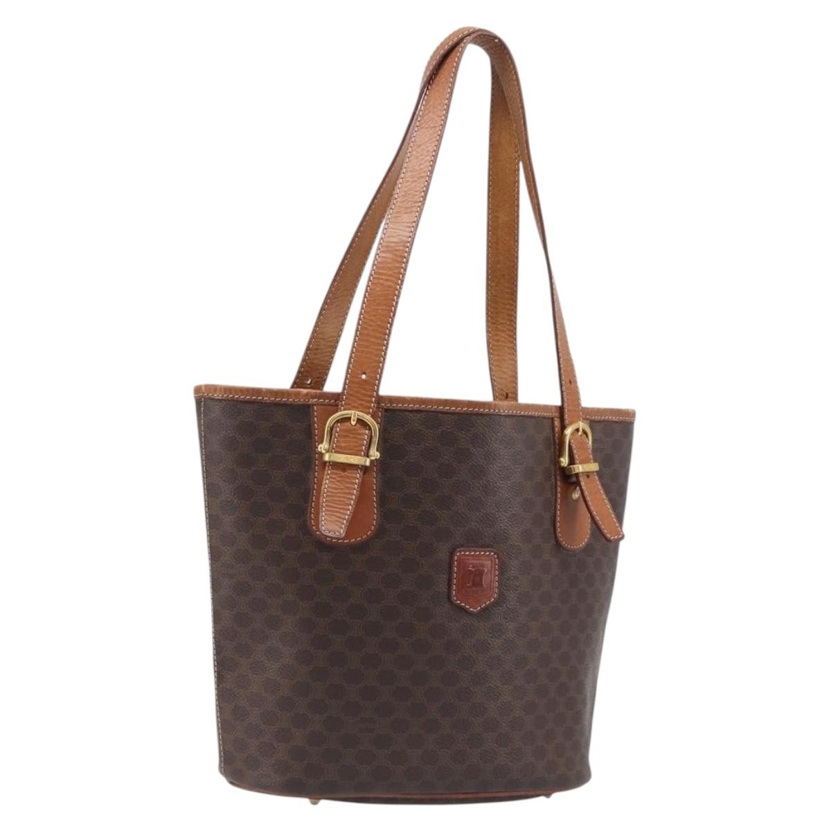 Celine Vintage Macadam Shopper Coated Canvas Brown Canvas Tote Bag Bag (Pre-Owned)