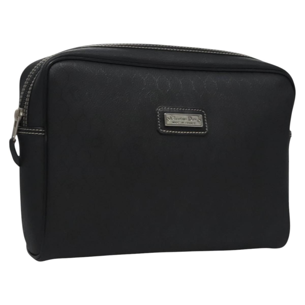 Christian Dior Vintage Honeycomb Zip Coated Canvas Black Canvas Clutche & Pouche Bag (Pre-Owned)