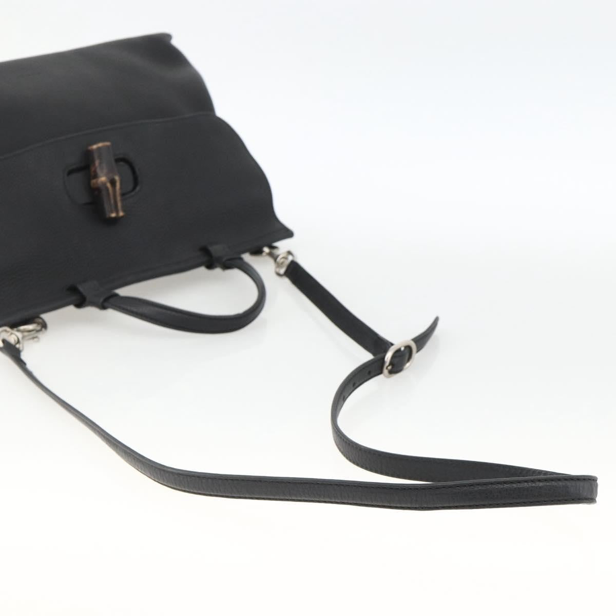 Gucci Bamboo Daily Top Handle Leather Black Leather Handbag (Pre-Owned)