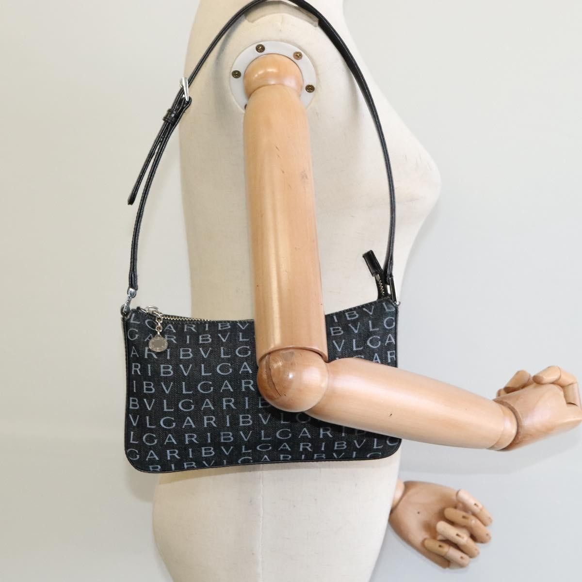 Bvlgari Logomania Canvas Black Canvas Shoulder Bag Bag (Pre-Owned)