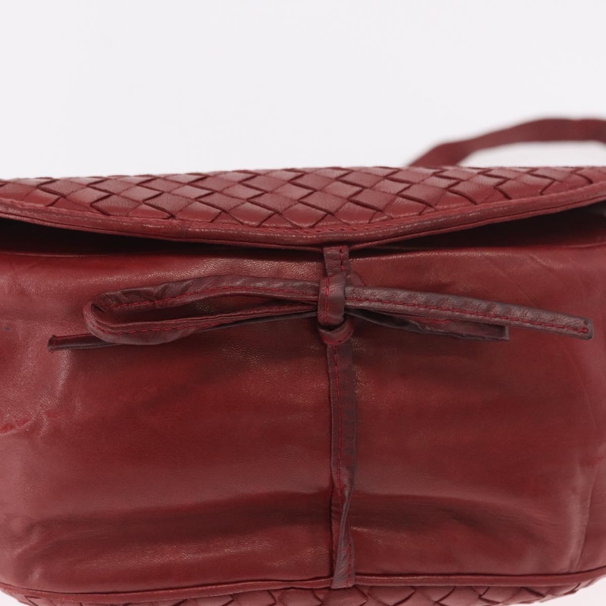 Bottega Veneta Flap Intrecciato Nappa Red Leather Shoulder Bag Bag (Pre-Owned)