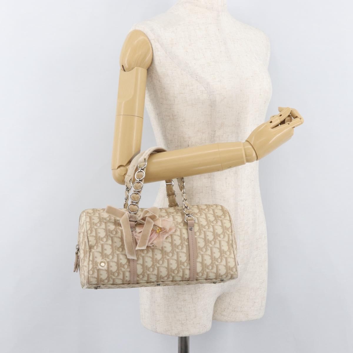 Christian Dior Vintage Trotter Romantique Zip Diorissimo Coated Canvas Beige Canvas Shoulder Bag Bag (Pre-Owned)