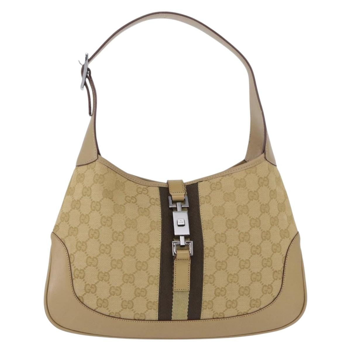 Gucci Jackie Canvas Beige Canvas Handbag (Pre-Owned)