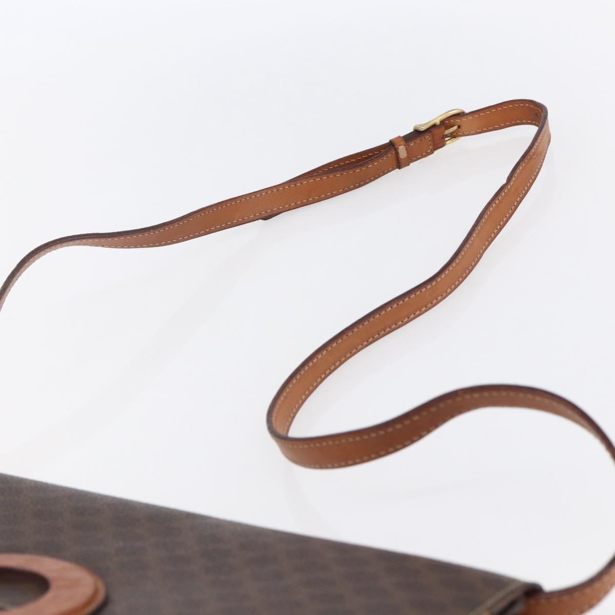 Celine Vintage Macadam Circle Logo Canvas And Leather Brown Canvas Shoulder Bag Bag (Pre-Owned)
