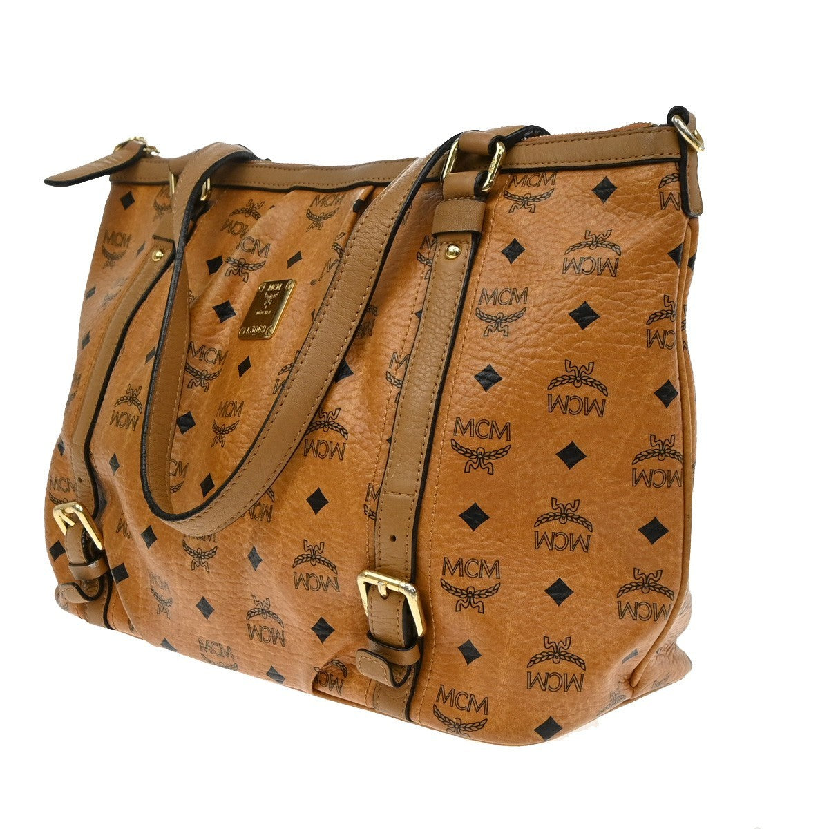 MCM Vintage Visetos Leather Brown Leather Tote Bag Bag (Pre-Owned)