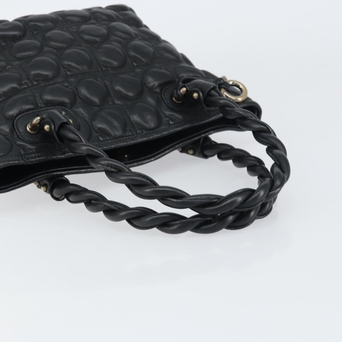 Salvatore Ferragamo Gancini Leather Black Leather Handbag (Pre-Owned)