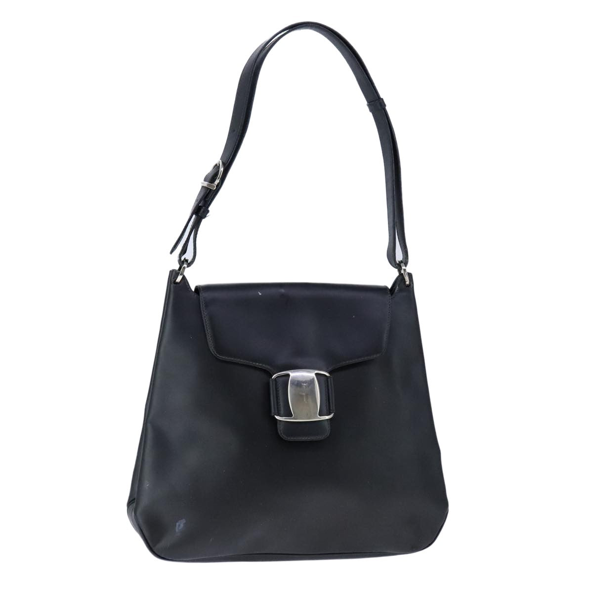 Salvatore Ferragamo Vara Leather Black Patent_Leather Shoulder Bag Bag (Pre-Owned)