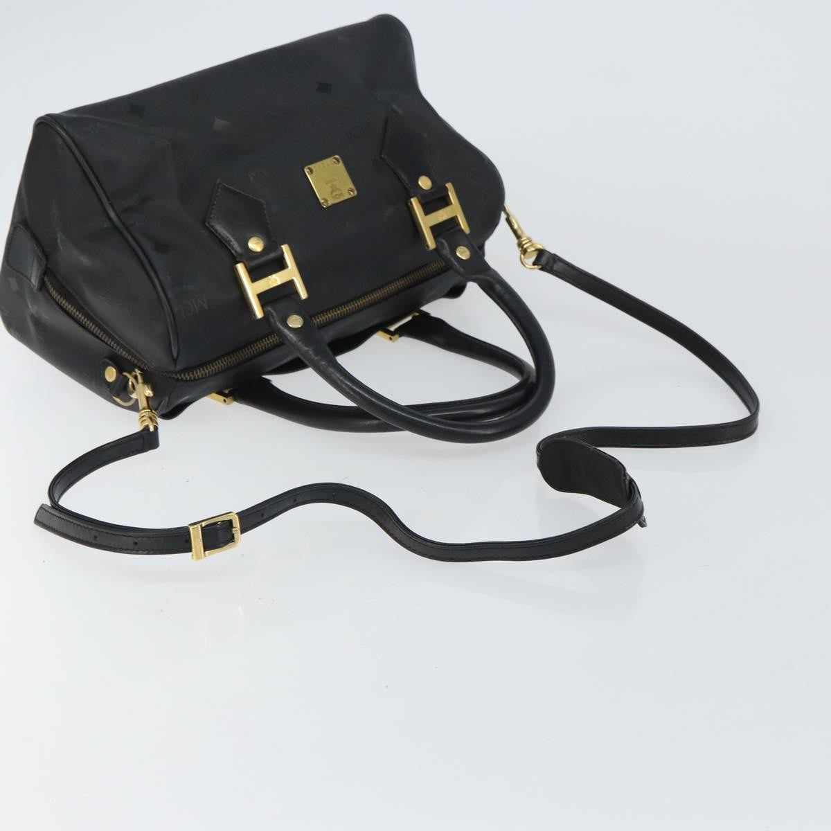 MCM Visetos Logogramme Canvas And Leather Black Canvas Handbag (Pre-Owned)