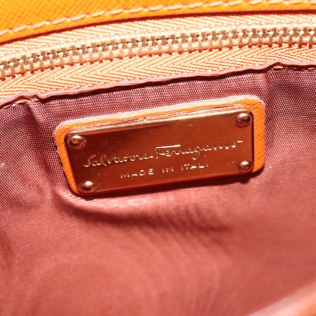 Salvatore Ferragamo Vala Tote Leather Orange Leather Tote Bag Bag (Pre-Owned)