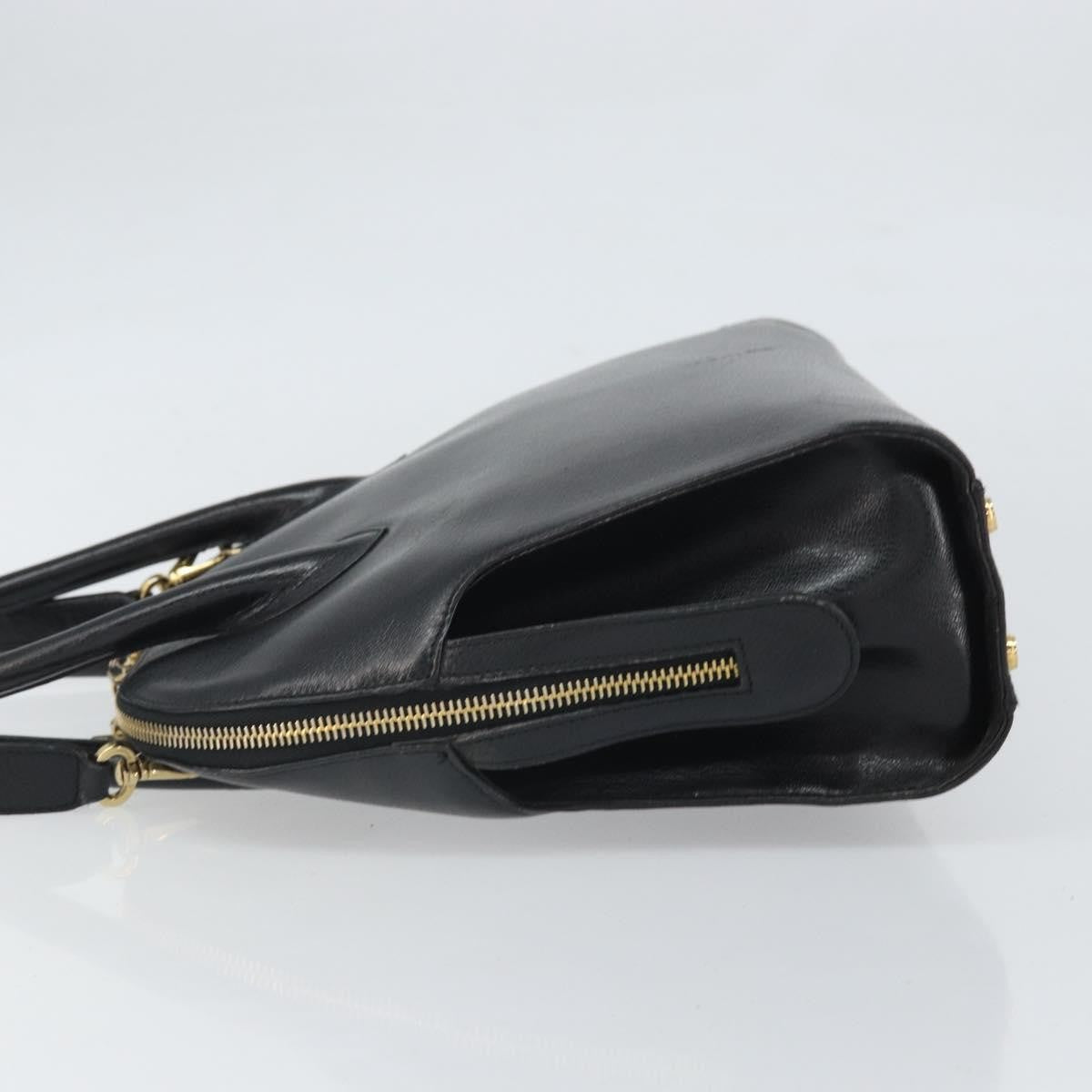 Salvatore Ferragamo Gancini Leather Black Leather Shoulder Bag Bag (Pre-Owned)
