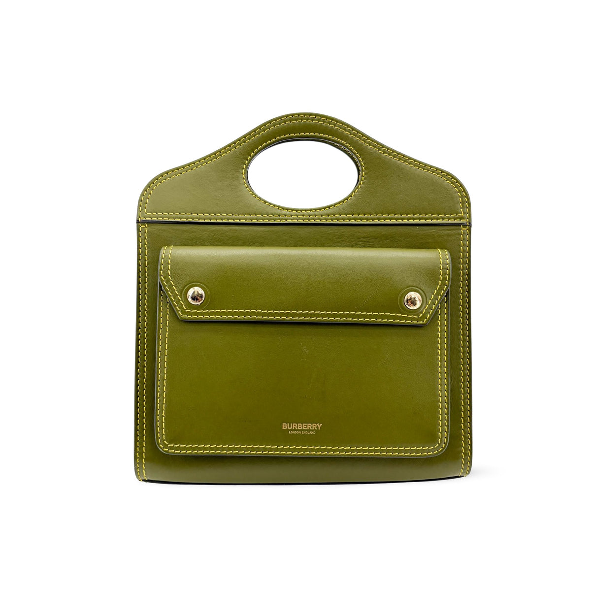 Burberry Title Pocket Leather Green Calfskin Crossbody Bag Bag (Pre-Owned)
