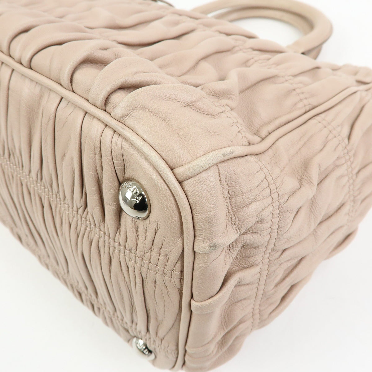 Prada Gaufre Nappa Leather Beige Leather Tote Bag Bag (Pre-Owned)