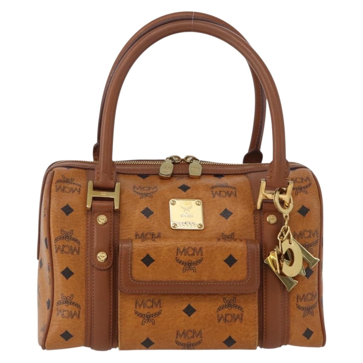 MCM Visetos Logogramme Leather Brown Leather Handbag (Pre-Owned)