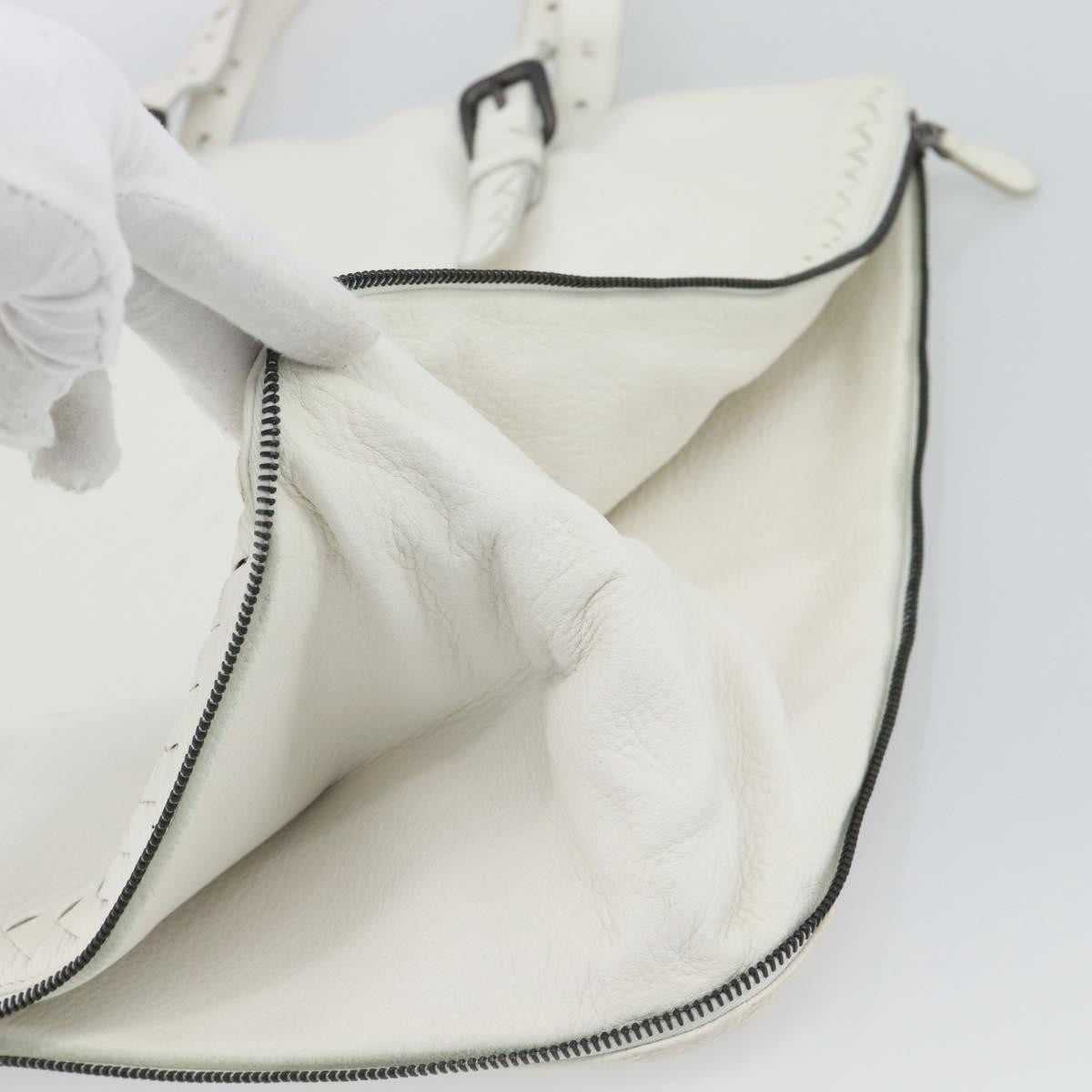 Bottega Veneta Belted Tote Intrecciato Nappa White Leather Tote Bag Bag (Pre-Owned)