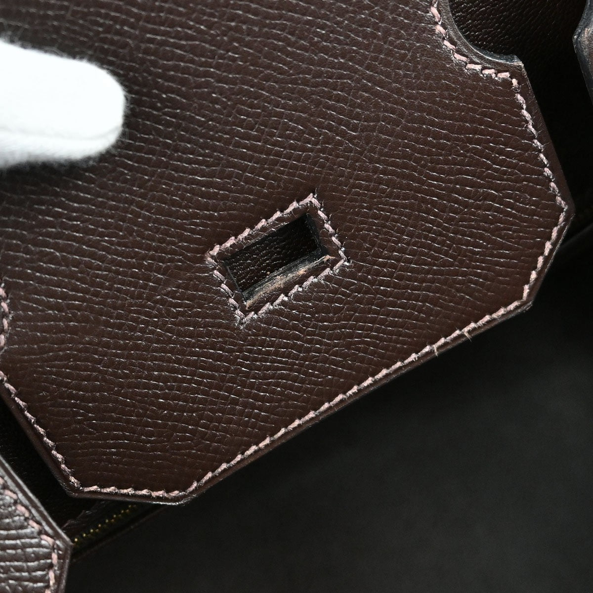 Hermes Birkin Brown Courchevel With Gold Hardware Brown Leather Handbag (Pre-Owned)