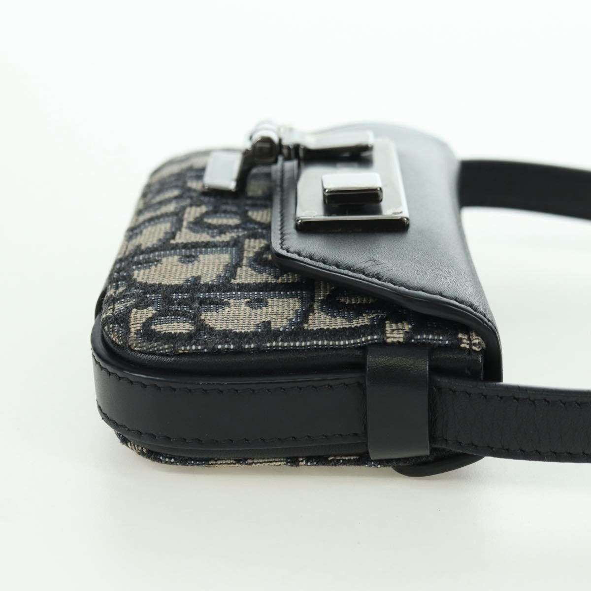 Christian Dior Clasp Lock Messenger Oblique Canvas And Leather Navy Canvas Clutche & Pouche Bag (Pre-Owned)