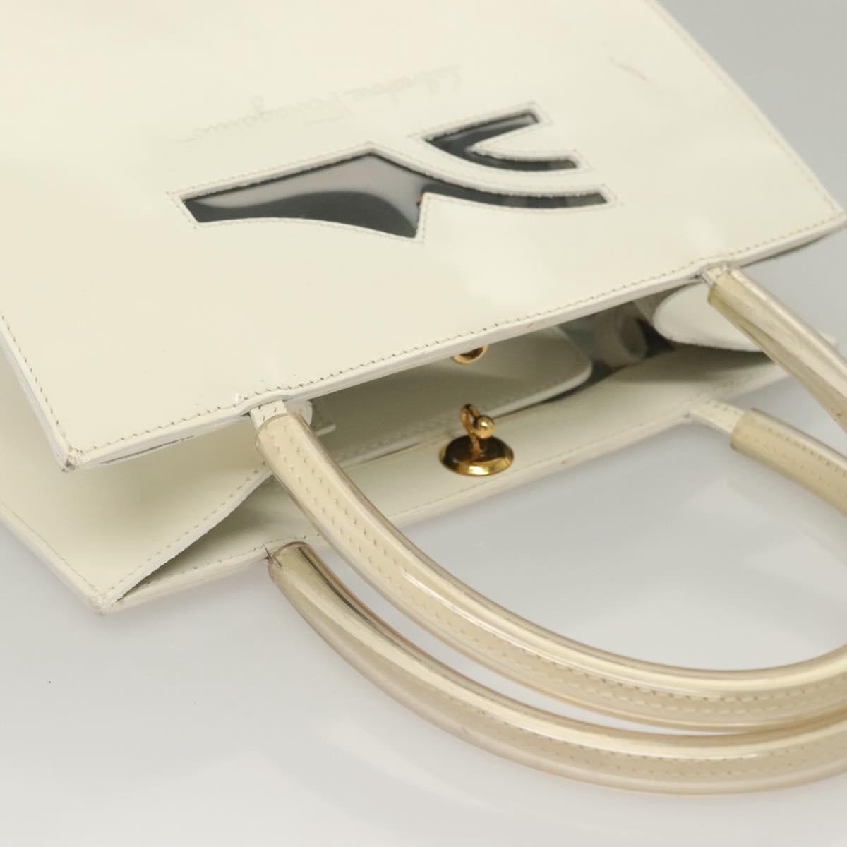 Salvatore Ferragamo Vintage Patent Leather White Patent_Leather Handbag (Pre-Owned)