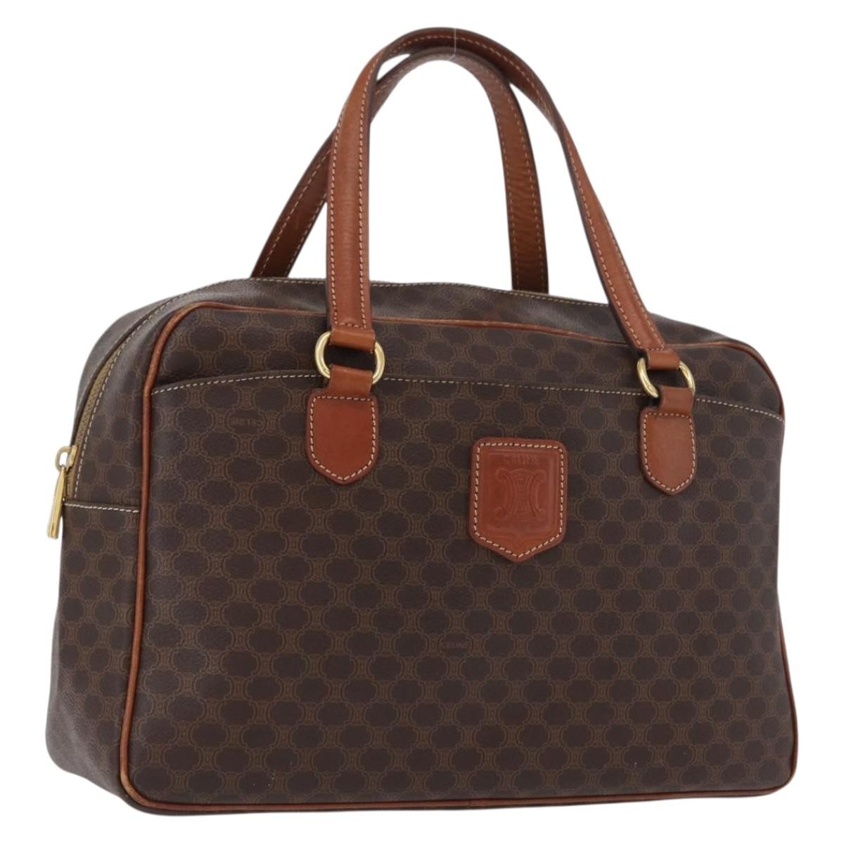 Celine Vintage Macadam Canvas And Leather Brown Canvas Handbag (Pre-Owned)