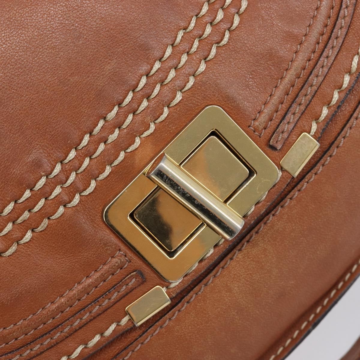 Chloe Marcie Satchel Leather Brown Leather Handbag (Pre-Owned)