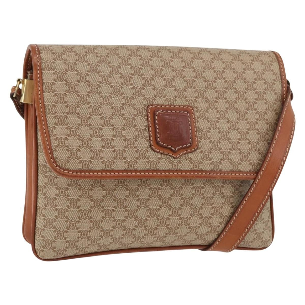 Celine Vintage Macadam Canvas And Leather Beige Canvas Shoulder Bag Bag (Pre-Owned)