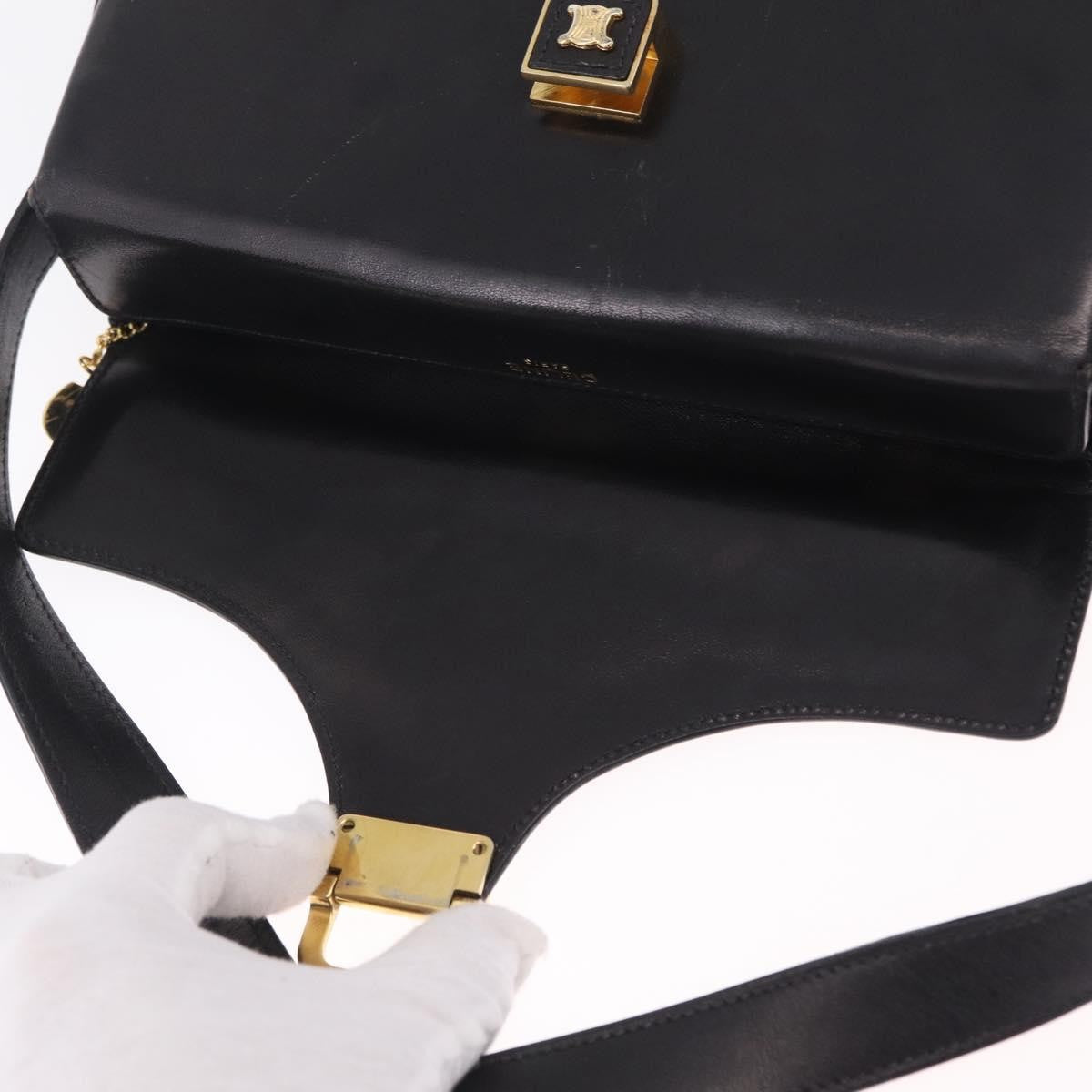 Celine Shoulder Leather Black Leather Shoulder Bag Bag (Pre-Owned)