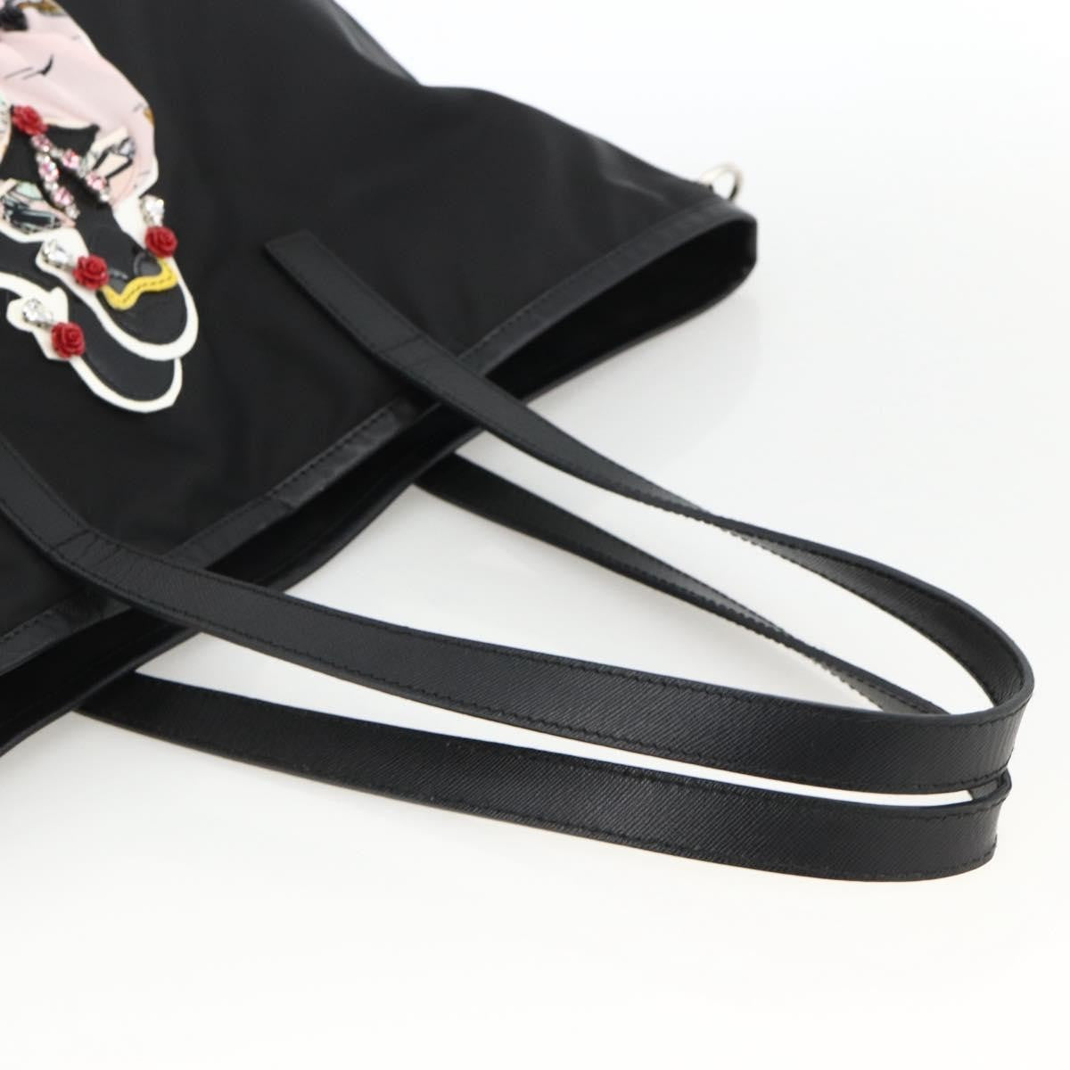 Prada Zip Tote Tessuto Black Nylon Tote Bag Bag (Pre-Owned)