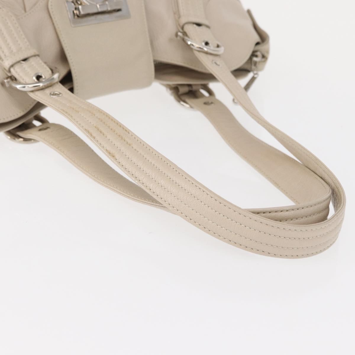 Salvatore Ferragamo Gancini Leather Silver Leather Shoulder Bag Bag (Pre-Owned)
