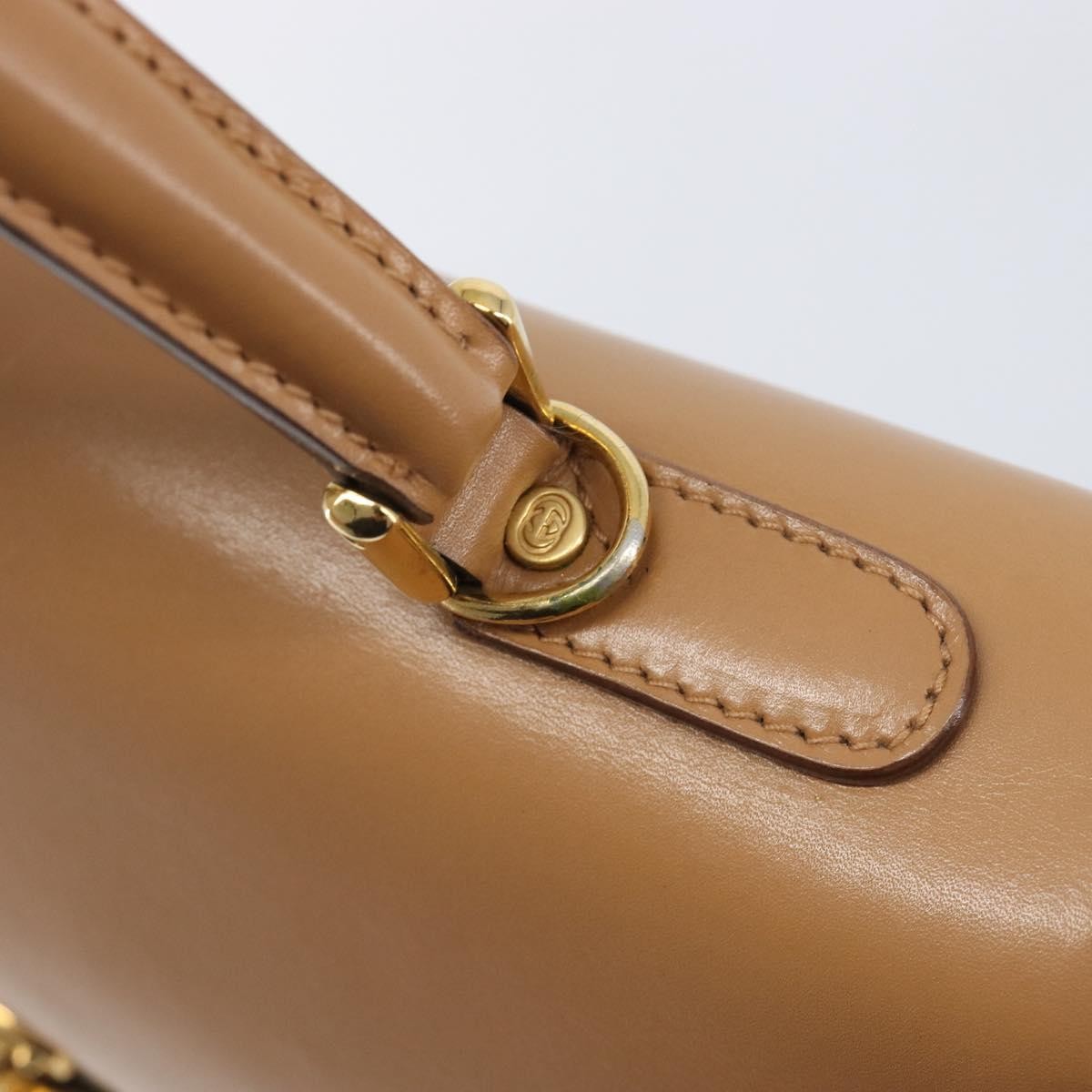 Gucci Vintage Lady Lock Top Handle Leather Beige Leather Handbag (Pre-Owned)