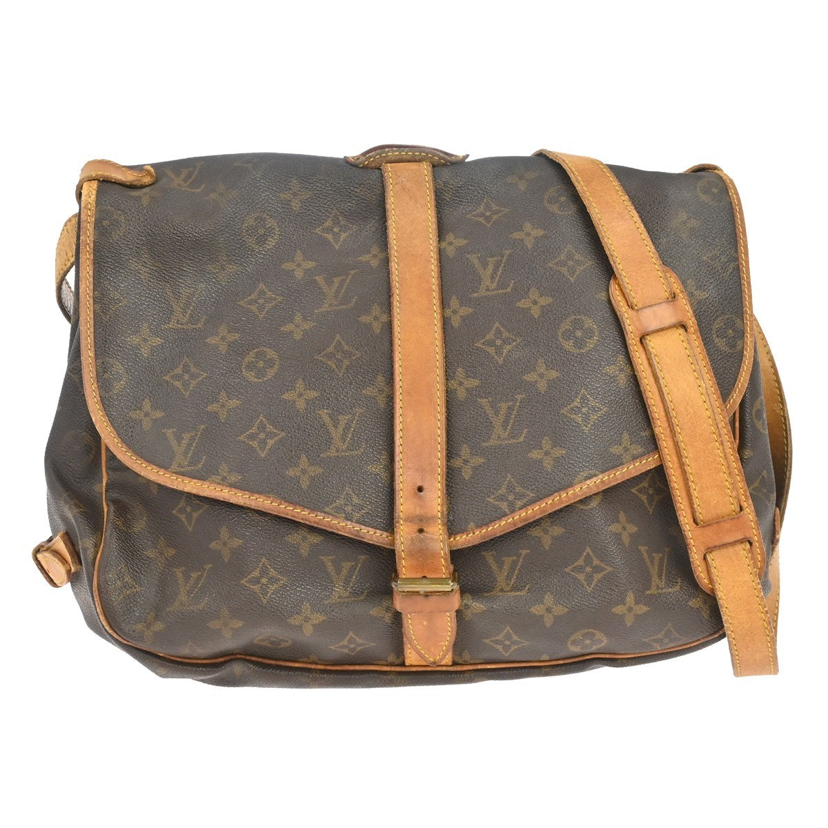 Louis Vuitton Saumur Monogram Brown Canvas Shoulder Bag Bag (Pre-Owned)
