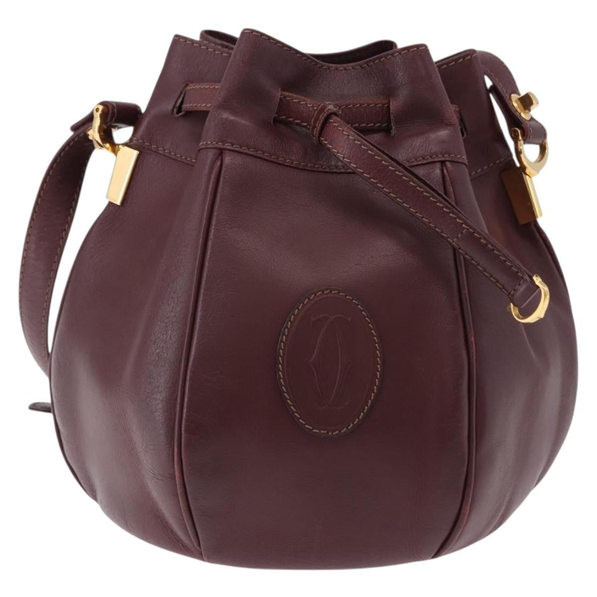 Cartier Must De Cartier Leather Burgundy Leather Shoulder Bag Bag (Pre-Owned)