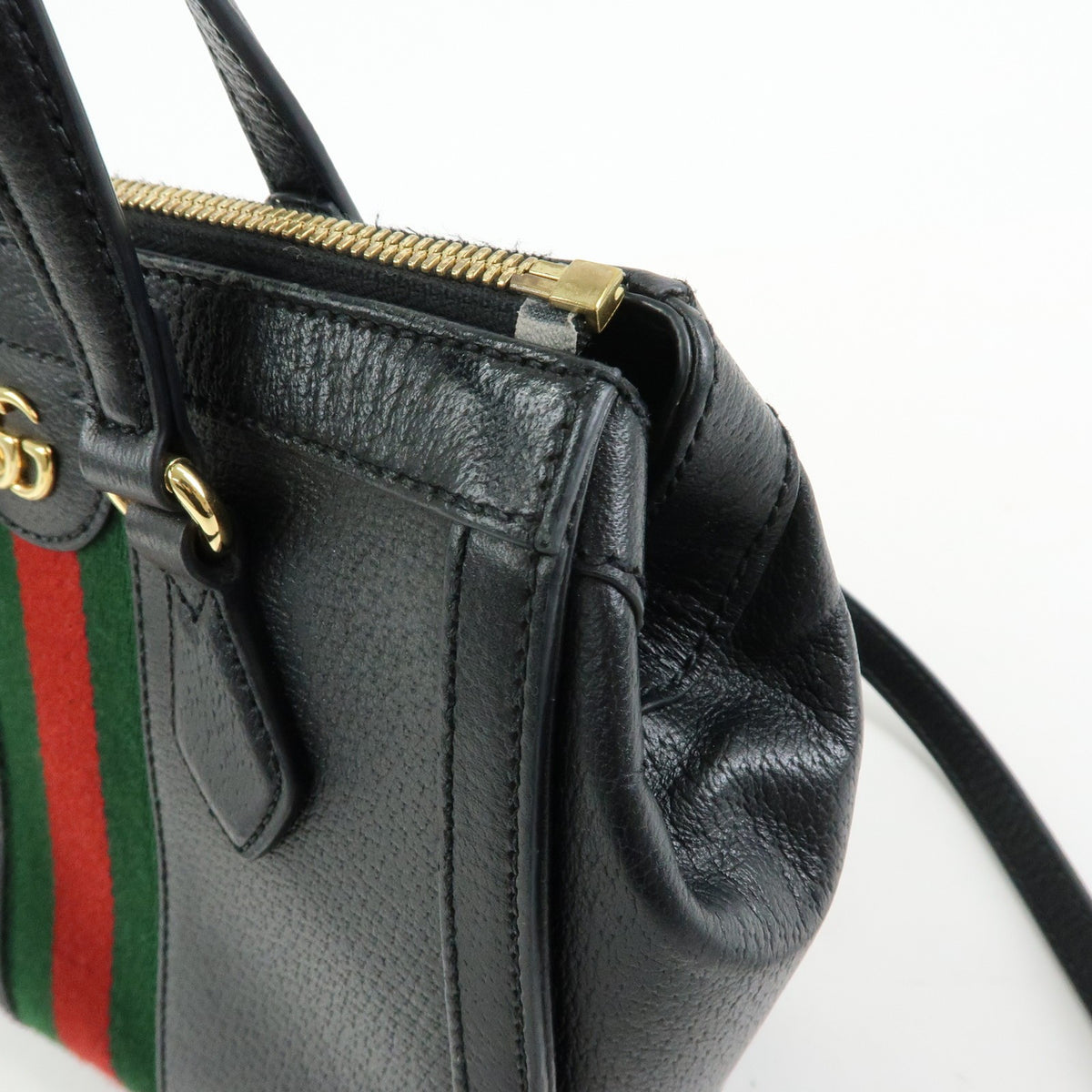Gucci Ophidia Top Handle Leather Black Leather Tote Bag Bag (Pre-Owned)