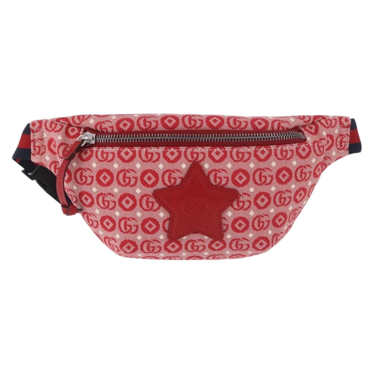 Gucci Children's Belt Printed Gg Coated Canvas Red Canvas Handbag (Pre-Owned)